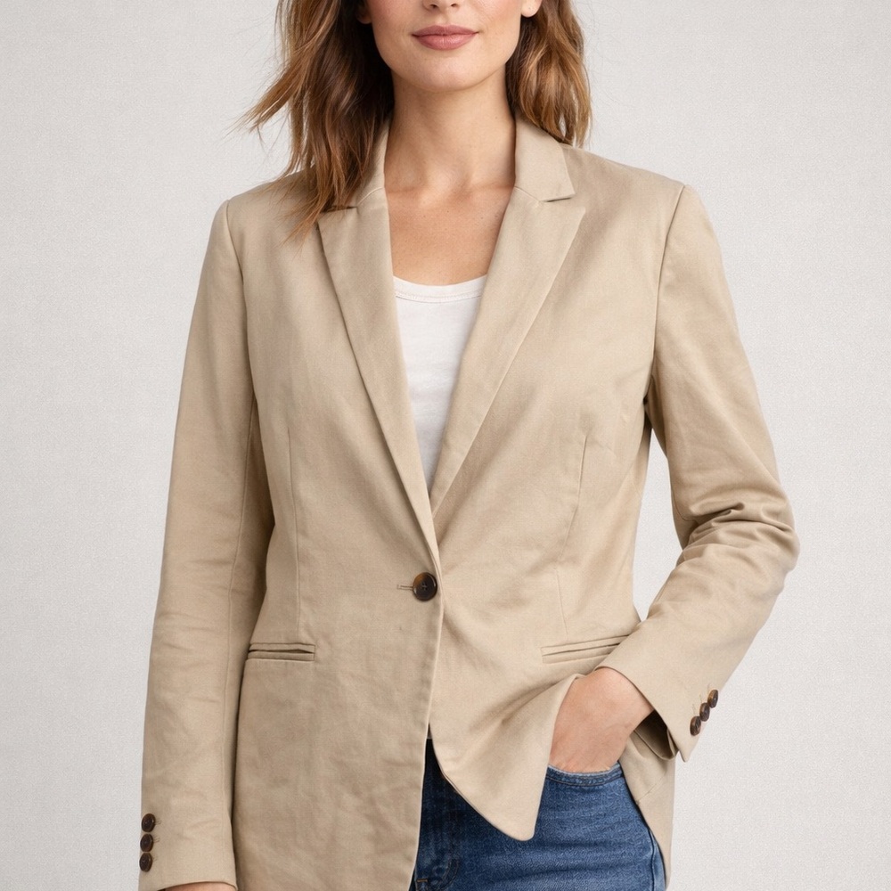 J.Crew Girlfriend Chino Single Button Blazer in Tan Size 6 BW283